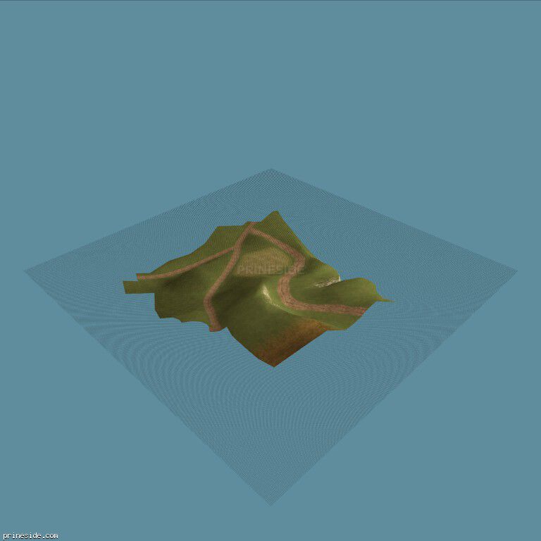 Холмистый травяной ландшафт с развилкой на три дорожки (CE_ground04) [13041] на темном фоне