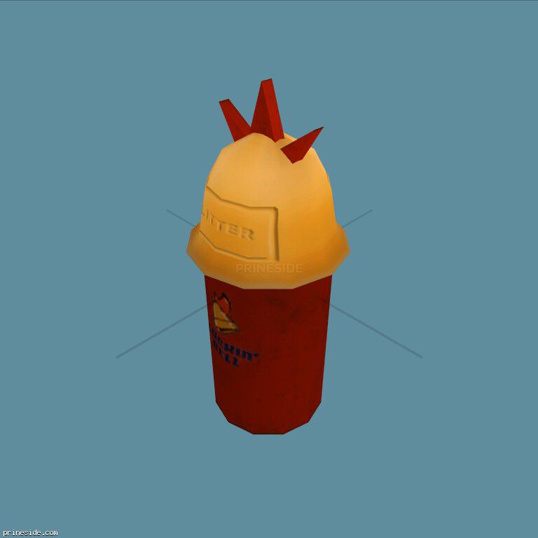 Red-yellow trashcan from Cluckin bell (CJ_CB_BIN) [2770] on the dark background
