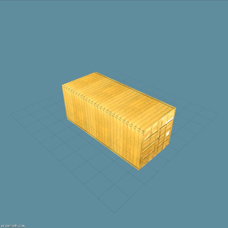 Закрытый желтый морской контейнер (kmb_container_yel) [2935] на темном фоне