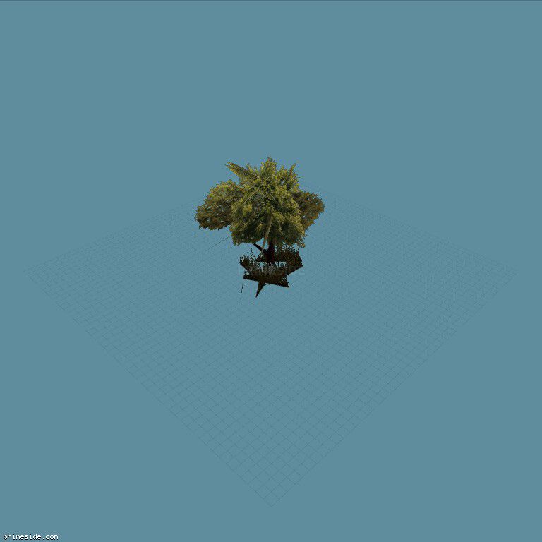Green tree with dense foliage and grass around (sm_veg_tree7_big) [703] on the dark background