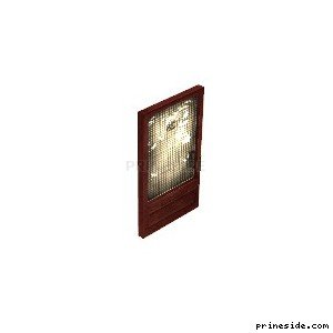 The wooden door with the old torn fabric upholstering (Gen_doorSHOP01) [1493] on the light background
