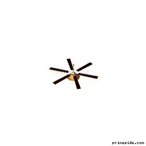 The lamp under the ceiling fan with 6 blades (ufo_light02) [16779] on the light background