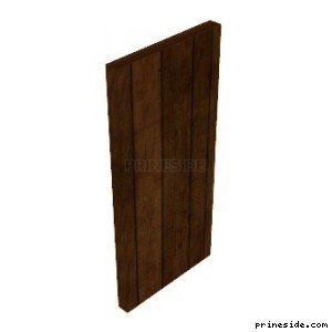 A dark wooden door (wall079) [19439] on the light background