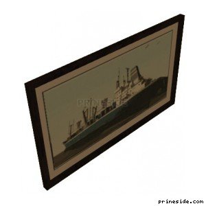 Длинная картина с изображением корабля (Frame_WOOD_3) [2267] на светлом фоне