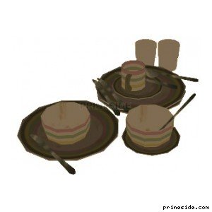 Грязная посуда - чашки, тарелки, вилки и ножи (GB_platedirty05) [2832] на светлом фоне