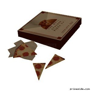 Pizza box with slices of pizza (gb_kitchtakeway05) [2860] on the light background