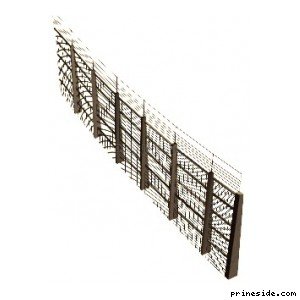 Высокий укрепленный сетчатый забор, идущий по небольшой кривой (vgsSelecfence16) [8313] на светлом фоне