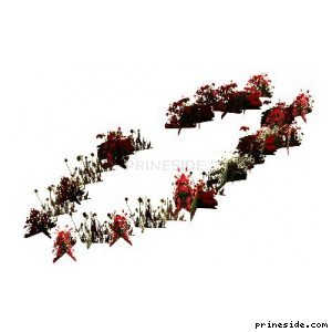 Кусты с красными цветами, идущие по овалу (bush03_lvs) [8623] на светлом фоне